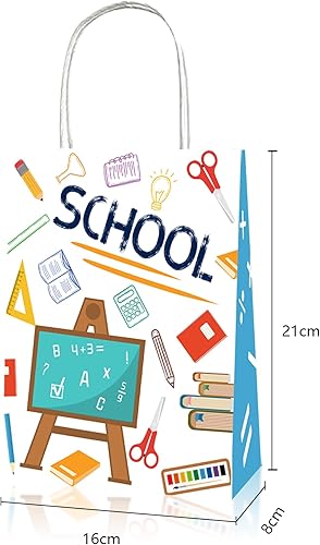 Miniatura 6 de CRAWPROP 12 bolsas de regalo para el regreso a clases, suministros de fiesta, bolsas de envoltura para el primer día de escuela, decoración de