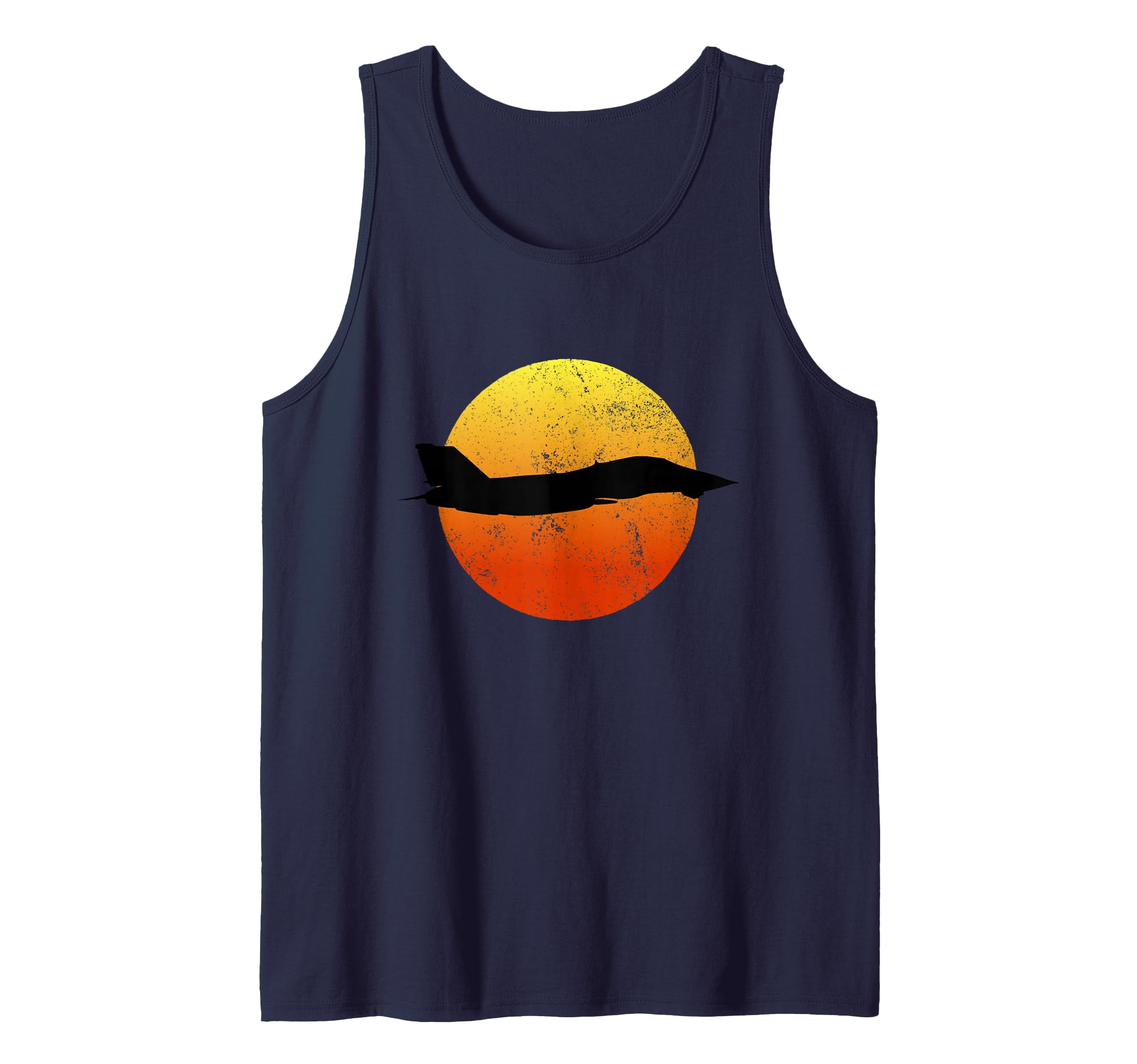 F-14 Tomcat Silhouette Retro Sunset Military Jet Flying F14 Tank Top