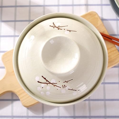 Miniatura 10 de WHJY Vajilla de cerámica creativa japonesa pintada a mano con tapa para sopa y fideos con función de preservación del calor cuenco y tapa integrados
