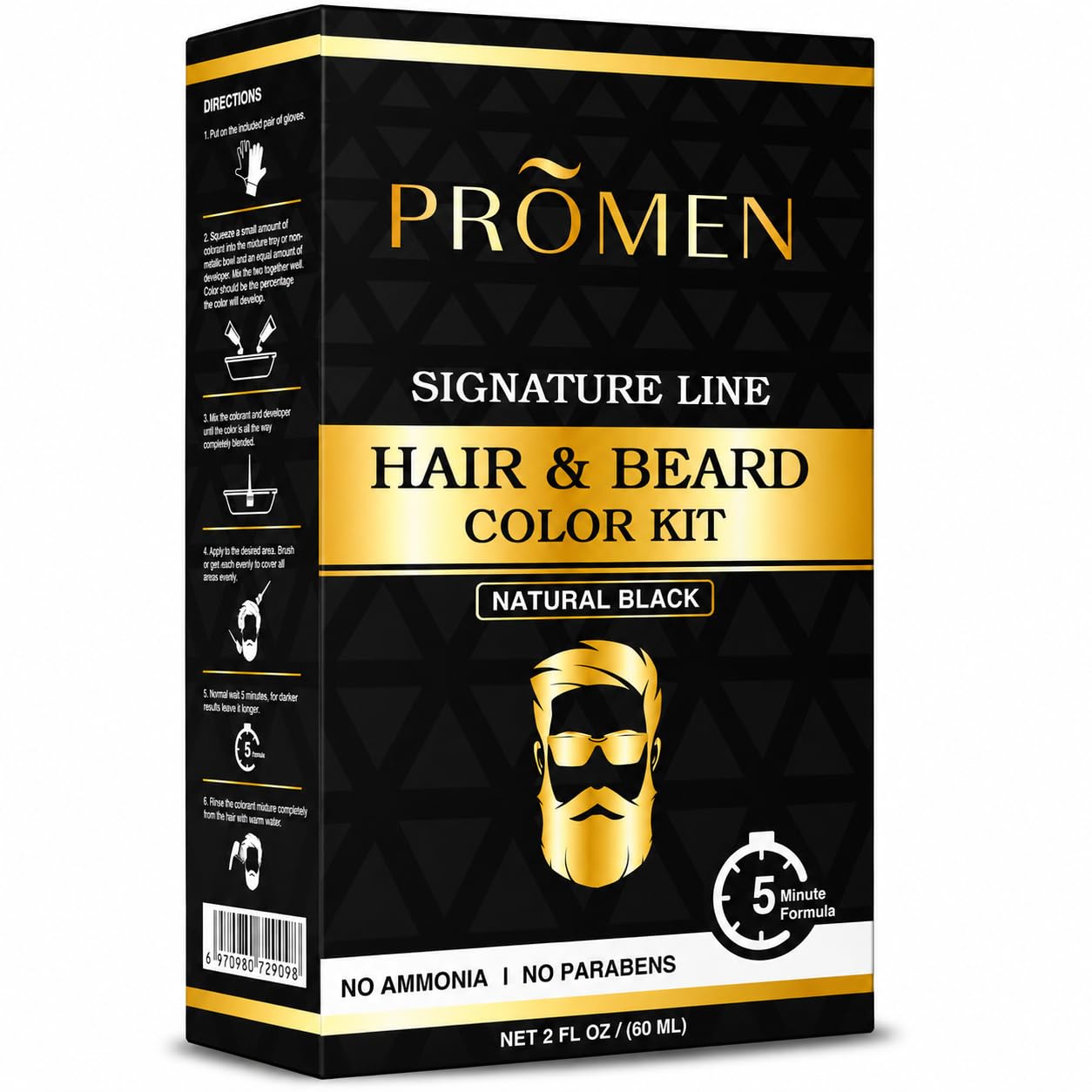 BEMEN Hair & Beard Color Kit | 5-10 Minutes Moustache And Hair Dye | Easy To Apply & No Stain | Long Lasting With Brilliant Shine | Beard Hair Colour | Natural Black Beard Color For Men