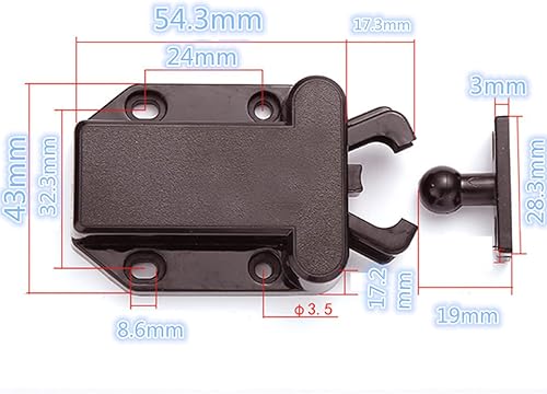 Miniatura 6 de Pestillo de empuje para armarios y muebles, cierre de puerta de gabinete, dispositivo de bloqueo automático de rebote para armario de cocina, cierre