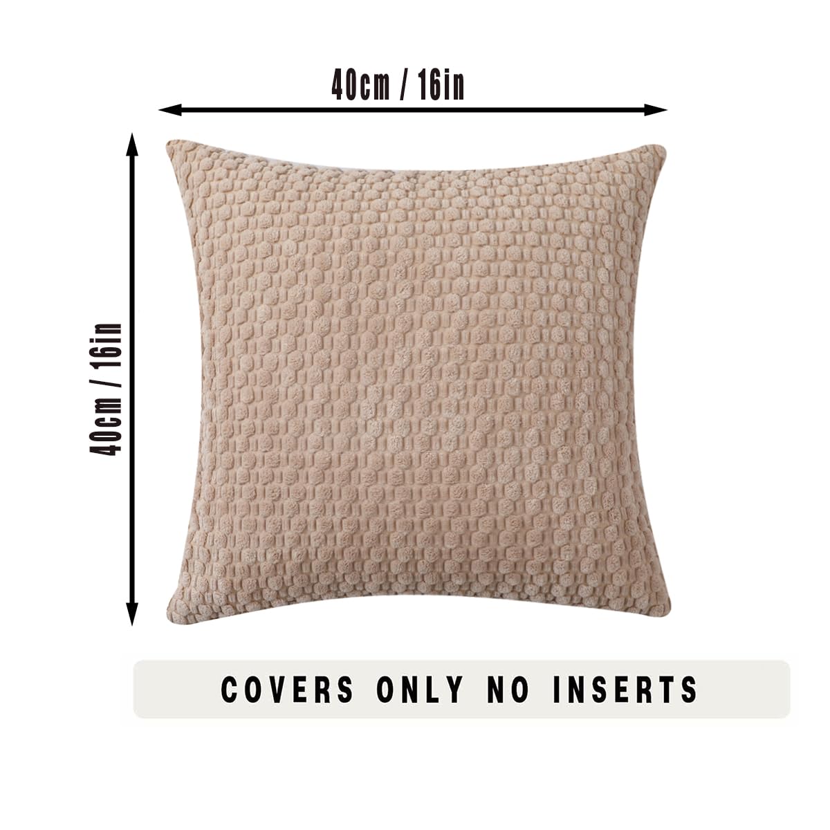 Tennove Cushion Covers 40x40cm Decorative Modern Khaki Pillow Cases Pack of 2 Corduroy Boho Soft Throw Pillow Covers Square Pillowcases for Sofa Living Room Bed Home Decor - Image 2