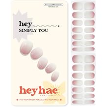 Heyhae Semi Cured Gel Nail Strips - Hey, Simply You | Pink Ombre | Sun Cured No UV Light Needed, Salon Quality, Easy Apply & Remove | 28 Strips, Prep Pad, Nail File, Wooden Stick