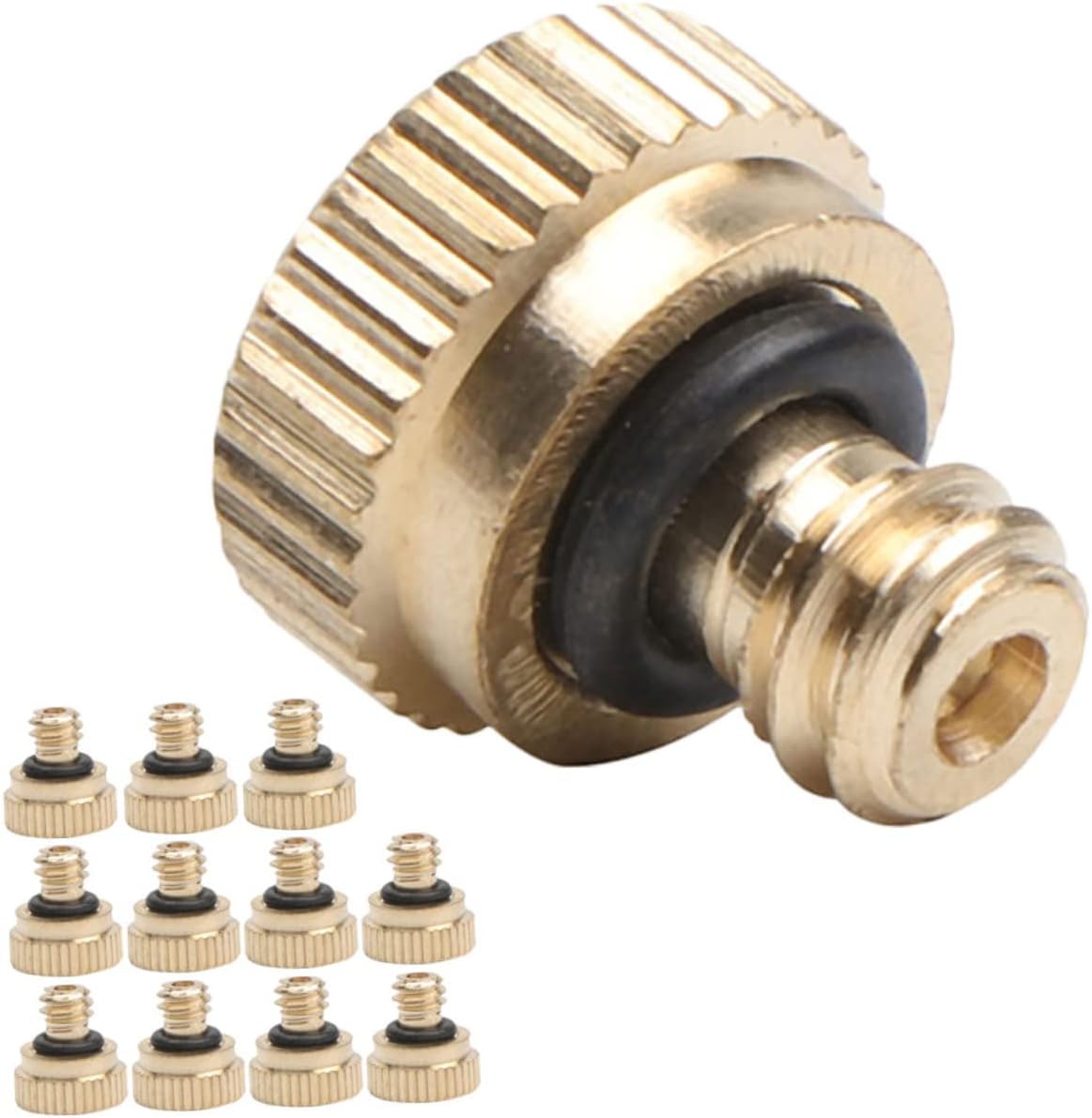 Kisangel 120pcs Low Pressure Brass Misting Nozzles for Outdoor Cooling Fine Atomizing Sprayers for Watering Landscaping and Greenhouse Irrigation