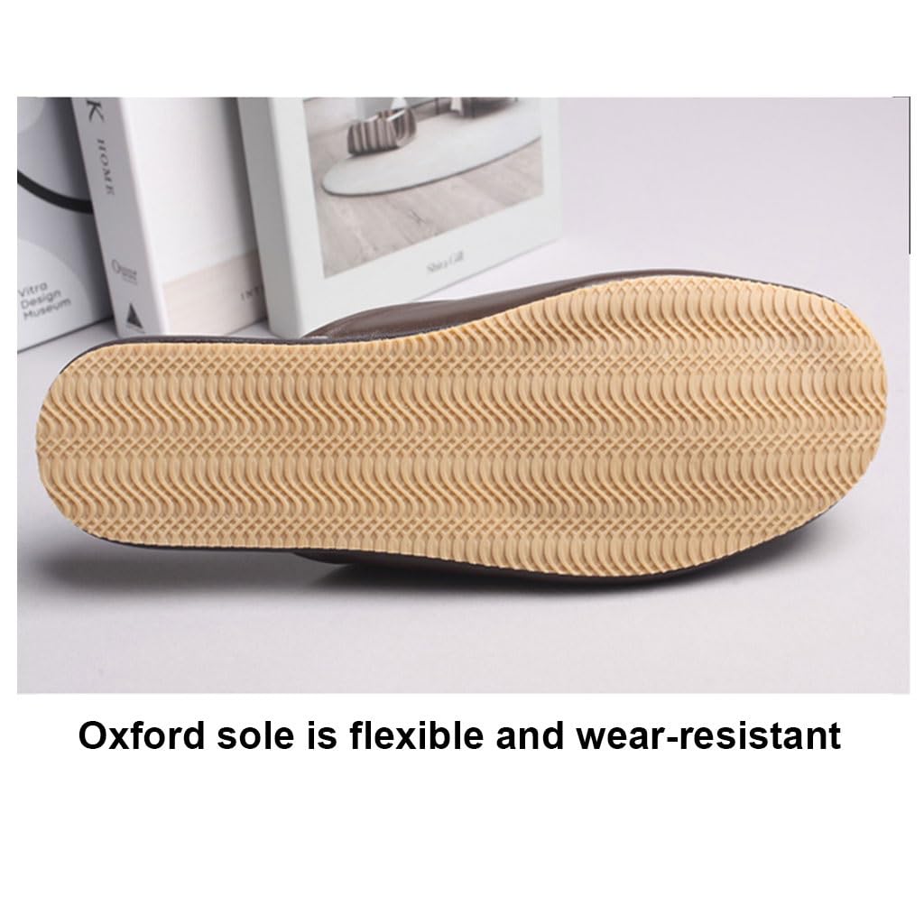 Pantuflas De Cuero Premium Sin Cordones Para Mujer, Zapatillas De Casa,zapatilla Planas De Hotel Con Suela Oxford Antideslizante Zapatillas De Dormitorio Para Primavera Y Otoño(Beige,EUR35-36)