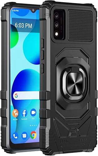 Funda para Alcatel TCL 30T (T603DL), TCL 30 T con protector de pantalla, soporte de anillo para montaje magnético de automóvil de grado militar,