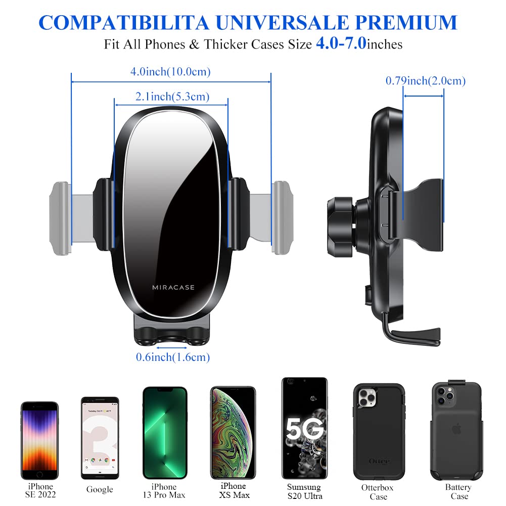 Miracase [2024-2a Generazione] Porta Cellulare Auto e Supporto Cellulare Flessibile, Per Presa D'aria Dell'Auto Porta Smartphone Universale Compatibile con iPhone 16/15 e Samsung Xiaomi