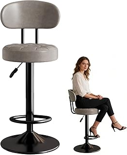 Bar Stools Adjustable Faux Leather Upholstered Swivel Bar Stools