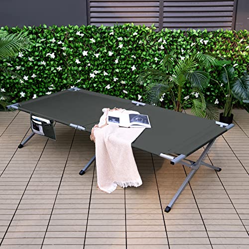 Goplus Camping Cot, 42” Extra Wide Folding Camping Cot W/Storage Pocket, Carry Bag, 330Lbs Capacity, Reinforced Bar, Heavy Duty Sleeping Cot For Adults, Portable Camping Bed For Hiking Backing (Grey) #TOP7