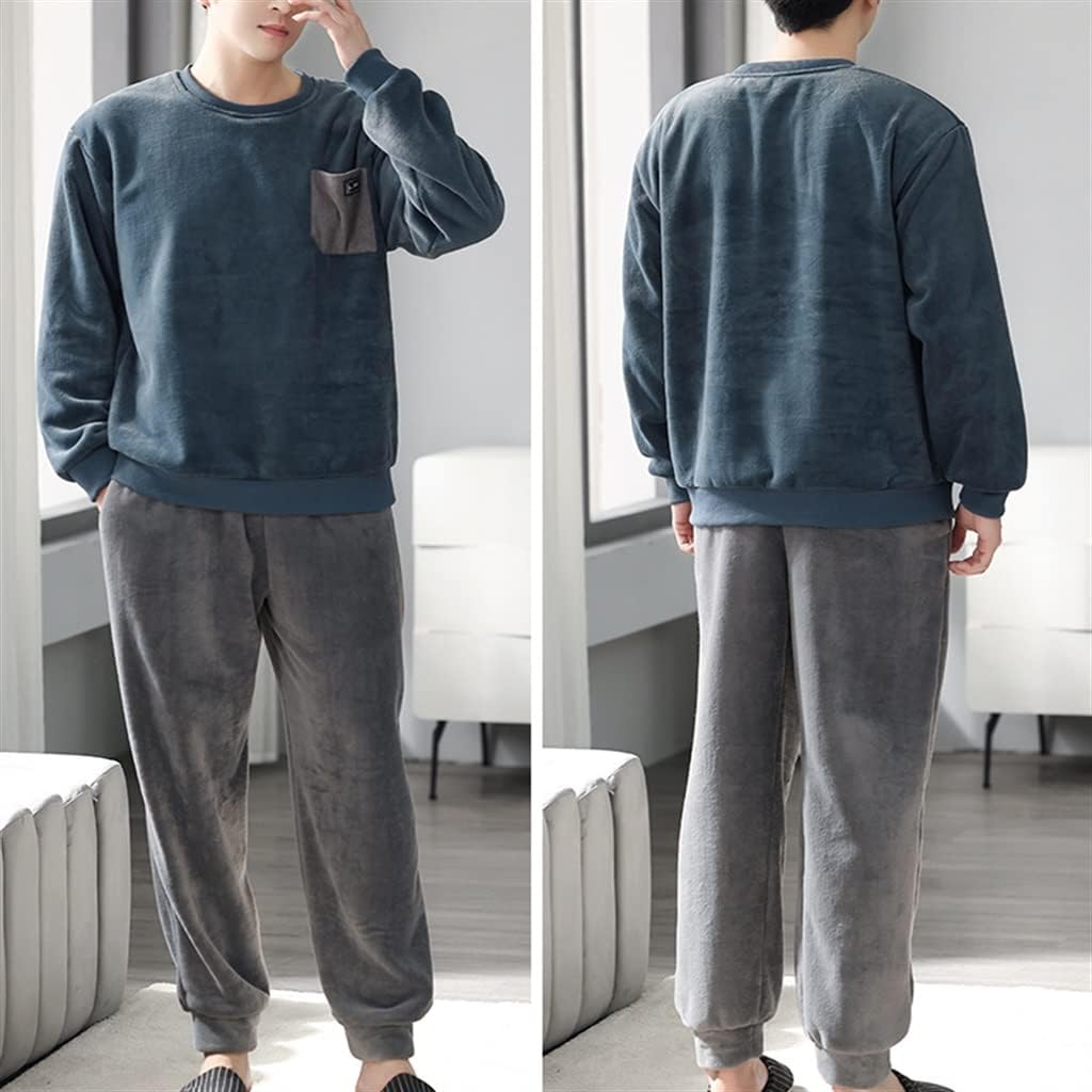 Men's Winter Coral Fleece Thickened and Velvet Warm Autumn and Flannel Home Clothes