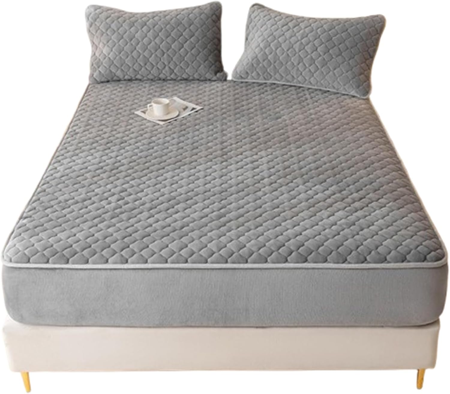 Milk Velvet Fitted Sheet, Plush Mattress Cover for Comfortable, Thickened Mattress Protector Breathable Comfortable Mattress, Mattress Cover Fitted Sheet(F,90x200cm)