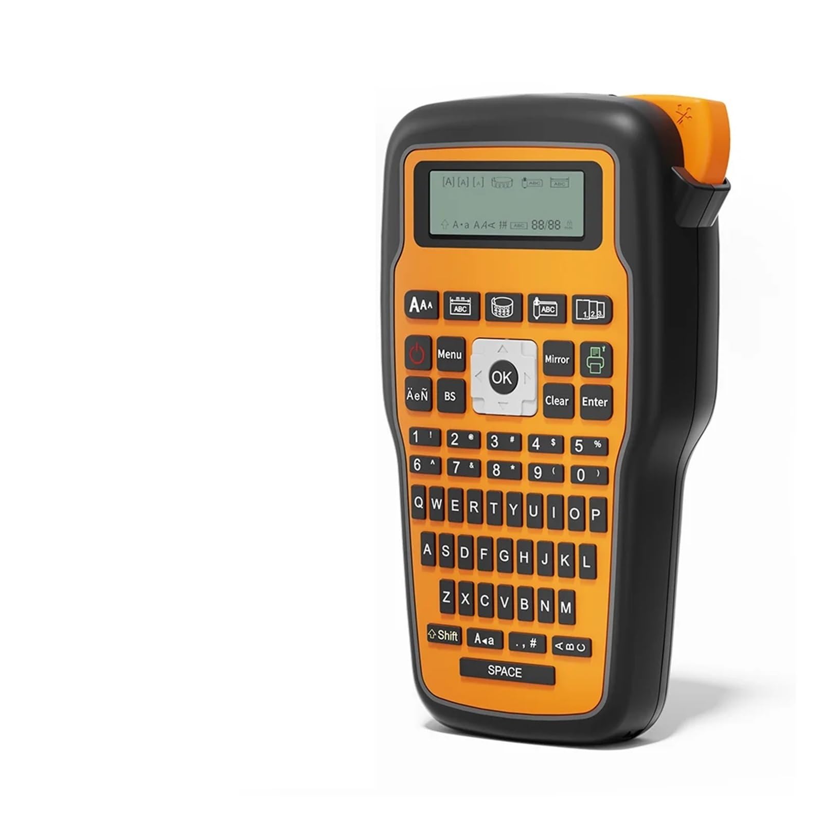 Producent etykiet, E1000 Przenośna Drukarka Etykiet Przemysłowa Kompatybilna Z Klawiatura QWERTY Symbol, do domu, kuchni, biura(E1000Orange)