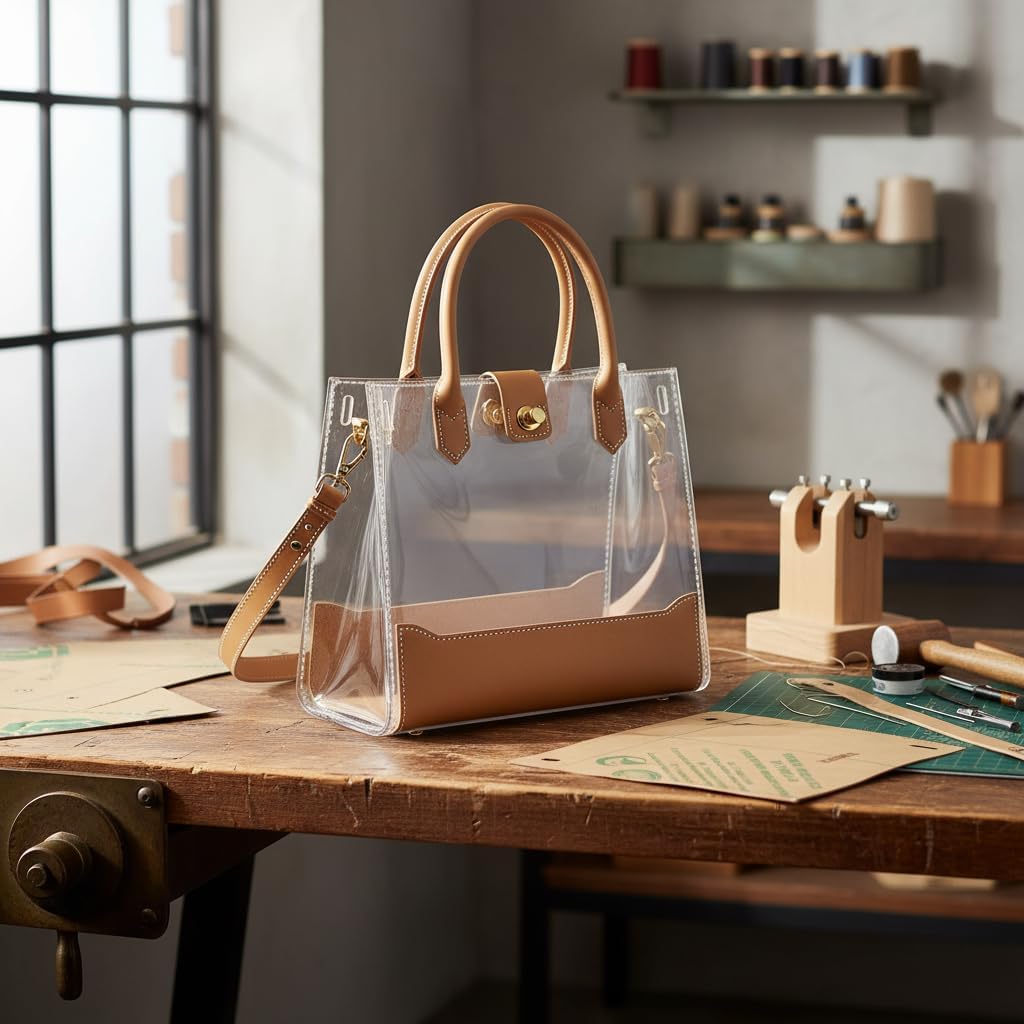 HEEPDD Transparent Acrylic Shoulder Bag Template, Leather Pattern Making Guide