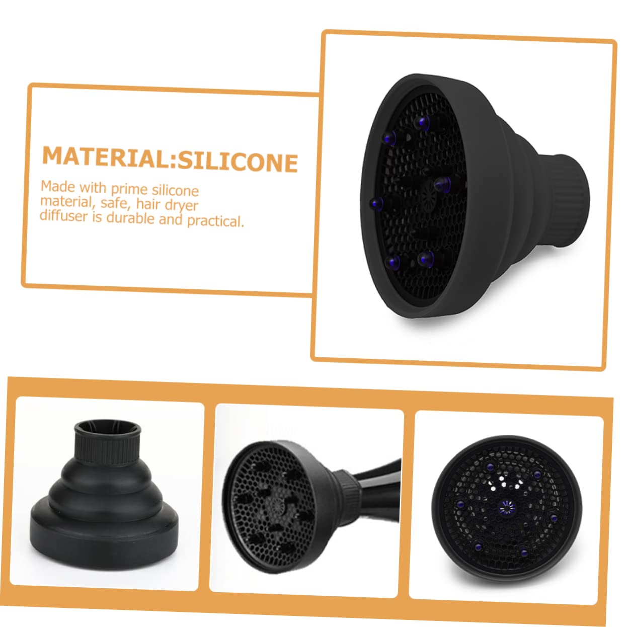 HAPINARY Blow Dryer Attachments Collapsible Diffuser Silicone Cap for Hair Dryer Hair Diffuser