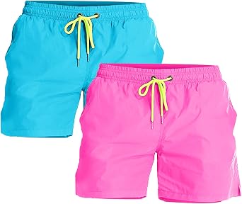 YnimioAOX 2 Pack Men Swim Trunks Quick Dry Beach Shorts