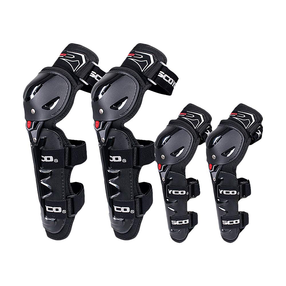 ScoycoMotorcycle Knee Shin Guards Elbow Guard Pads 4 in 1 PP Shell Protector Powersports Motocross Knee Shin Safe Protection Armor for Moto Cycling Racing