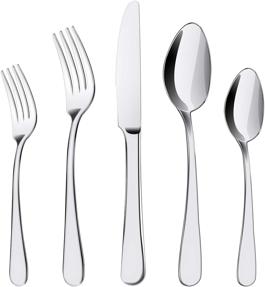 Silverware Set, ENLOY 60 Pieces Stainless Steel Flatware Set, Kitchen Utensil Set Cutlery Tableware for Home and Restaurant, Service for 12, Dinner Knives/Spoons/Forks, Dishwasher Safe