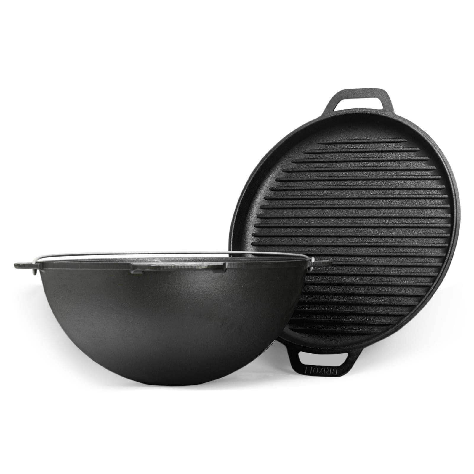 Kazan 15L Ø40 Utschak mit Abzugsrohr 2mm Stahl Kessel mit Deckel Grillpfanne Gusseisen Feuerstelle Feldküche