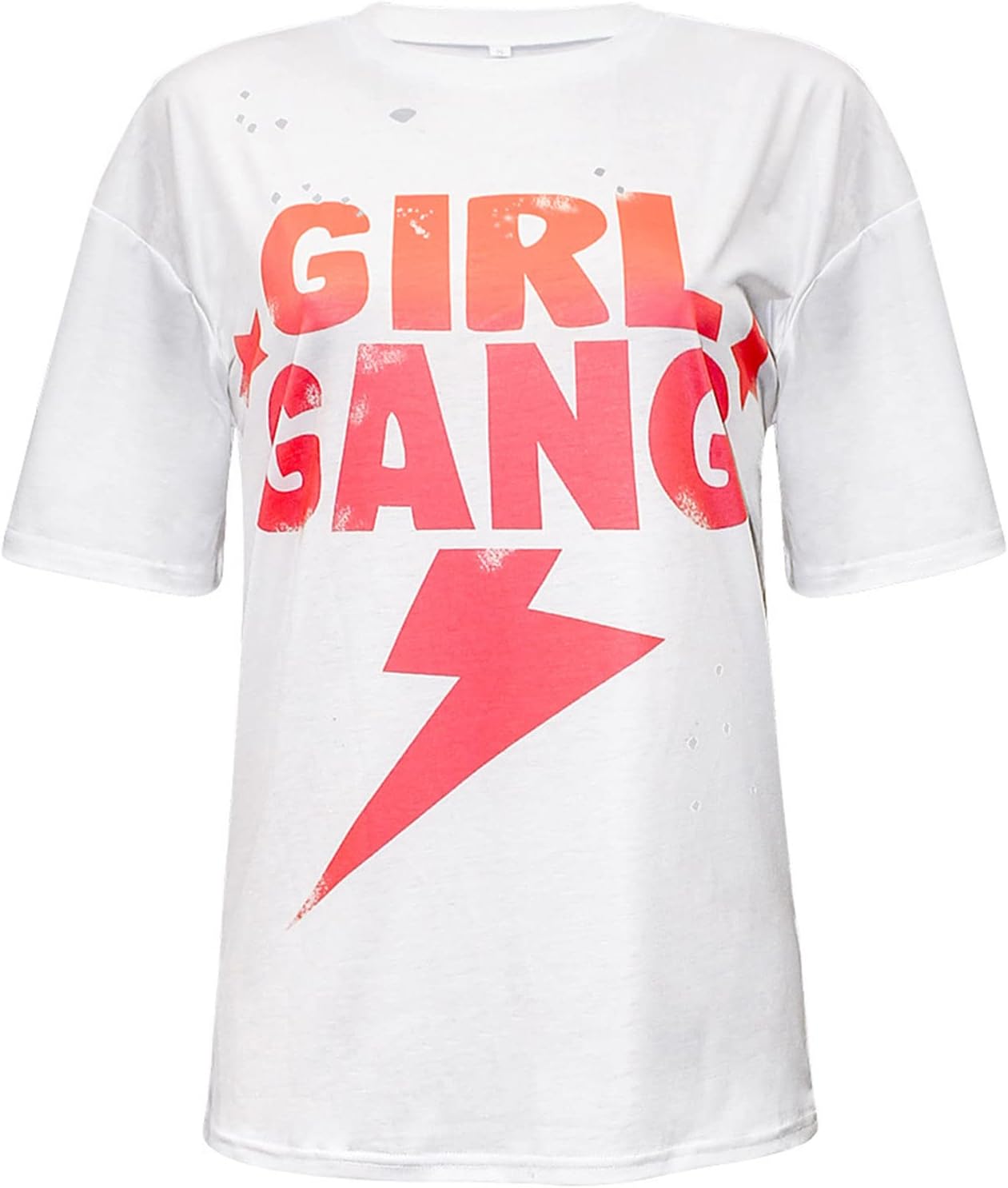 WANGTAOWomens Ripped Tee T- Shirt, Girl Gang T-Shirt Summer Short Sleeve Shirt Fashion Loose Shirts Top