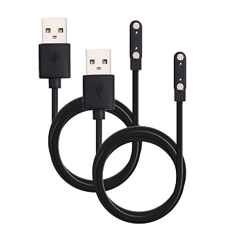 Magnetic Smart Watch Charging Cable Compatible with Apple, Samsung, and Fitness Watches, Quick Charge with 2-Pin Connections, USB Type-A, 7.62mm