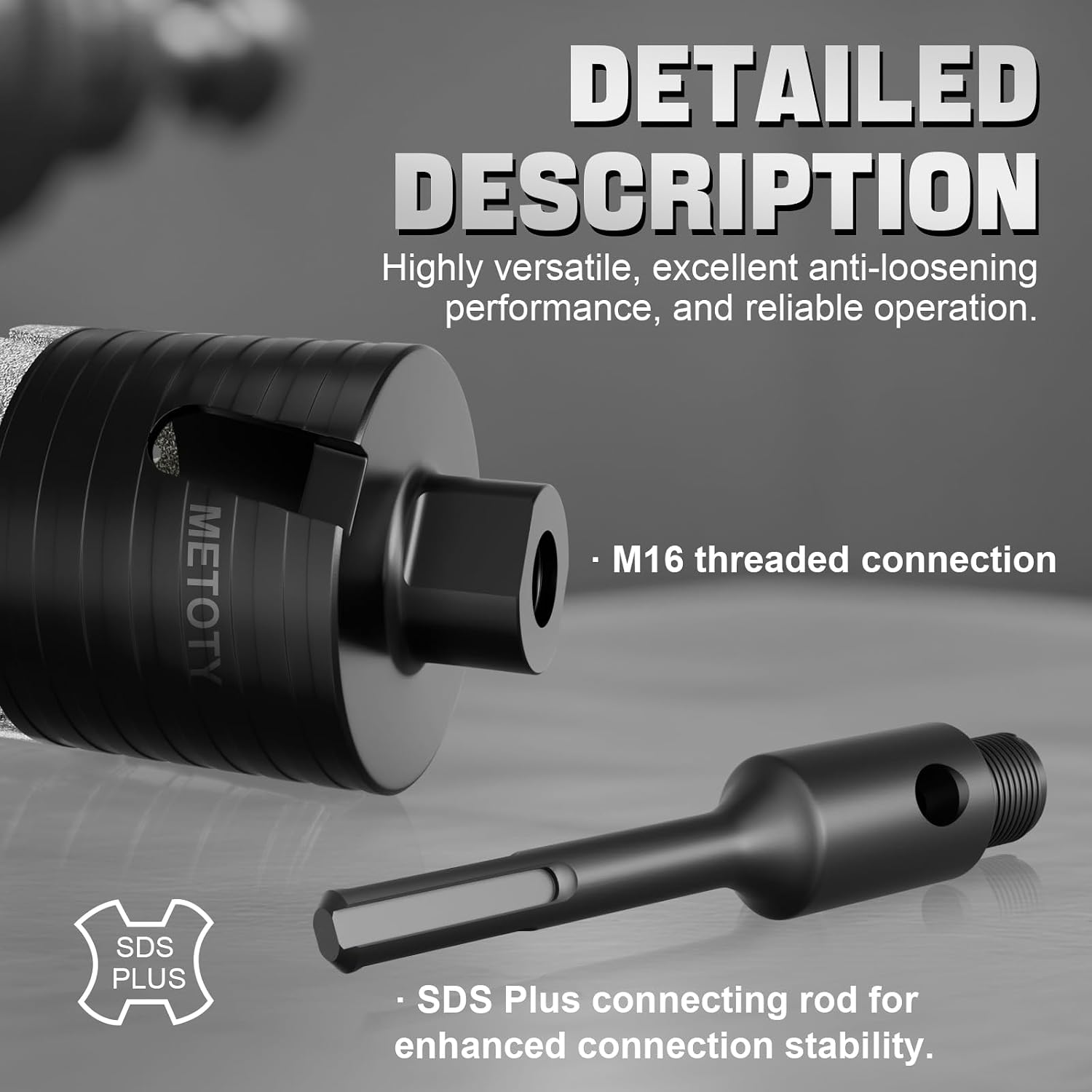 Diamond Core Drill Bit 4"(100mm) with SDS Plus Adapter Heavy Duty Concrete Core Bit for Dry or Wet Drilling, Compatible with Hollow & Solid Brick, Masonry, Stone, Granite, and Block