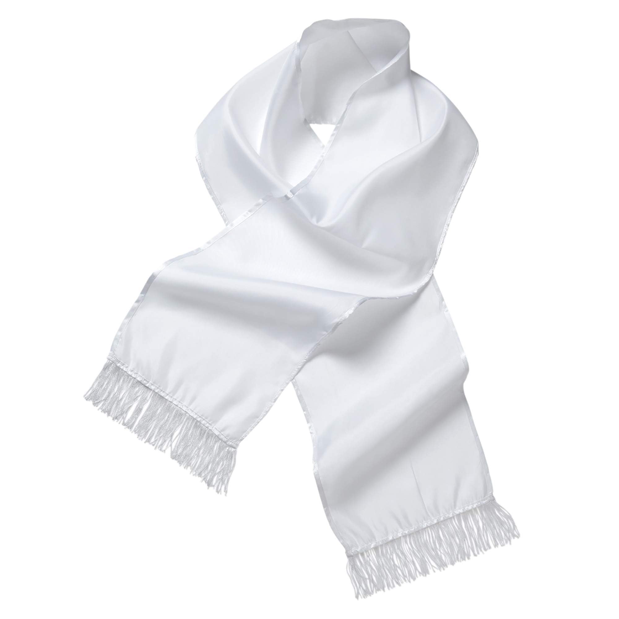 Widmann W Milano Fashion 9148S White Satin Scarf, 140 x 26 cm, Costume Accessory, Charleston Outfit, Theme Party, Carnival, Solid, Standard Size