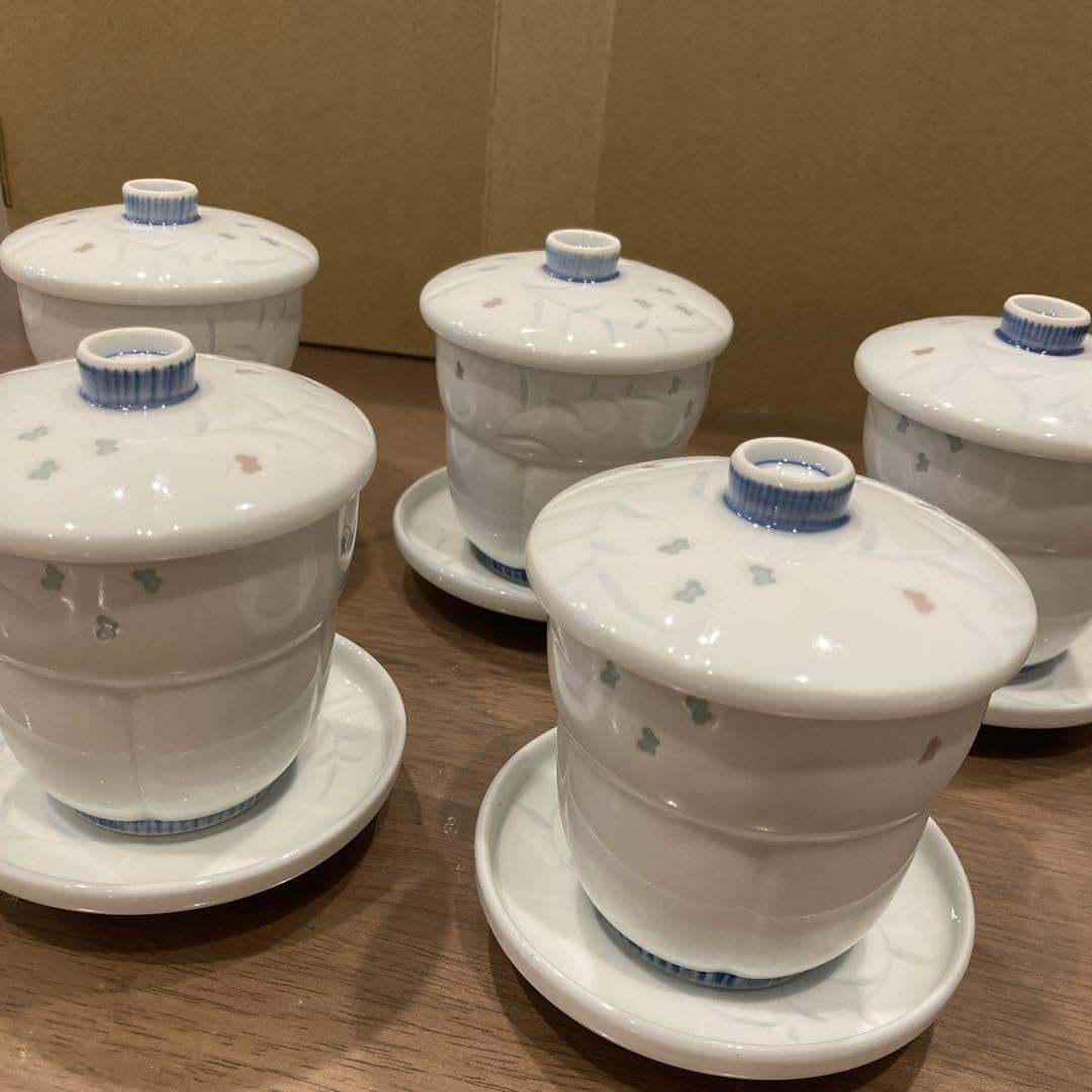 Amazon.co.jp: 有田焼 呉福 ほたる花蝶 蒸椀 茶碗蒸し 5客 西山窯