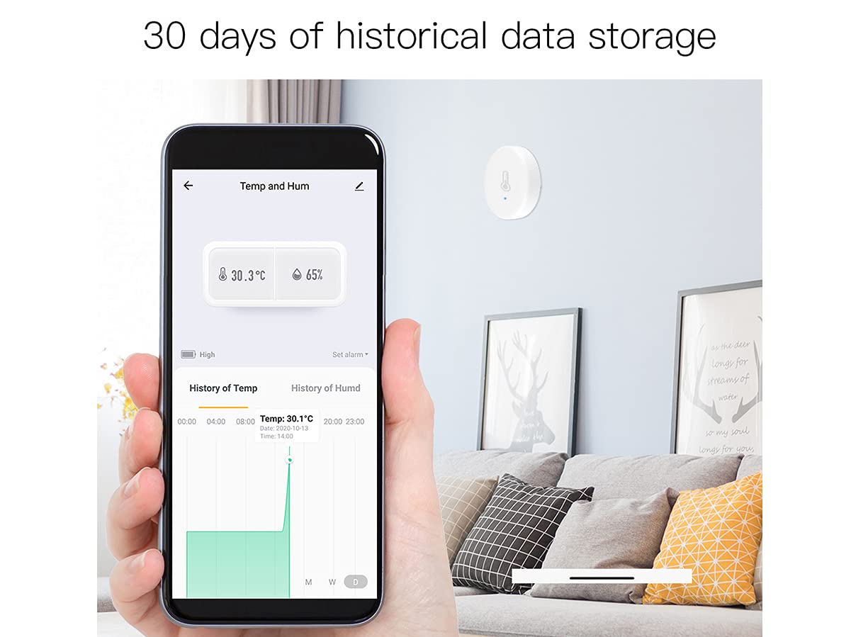ZigBee Sensore Di Temperatura e Sensore Di Umidità, APP Tuya, Compatibile Con Alexa