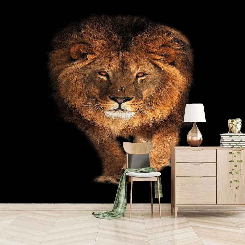 Papier peint photo 3D géant lion d'or en toile adhésive moderne 400x280 cm