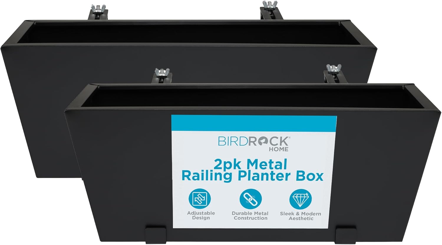 Amazon.com: BIRDROCK HOME 2pk Metal Railing Planter Box | Flower Boxes ...