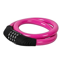 Sanwo Security Bike Lock 4 Digit Resettable Combination Cable Lock for Bicycle, 2 Feet x 1/2 Inch (Pink)