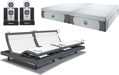DynastyMattress CoolBreeze - Colchón de espuma viscoelástica con base ajustable Reverie 8Q 140in