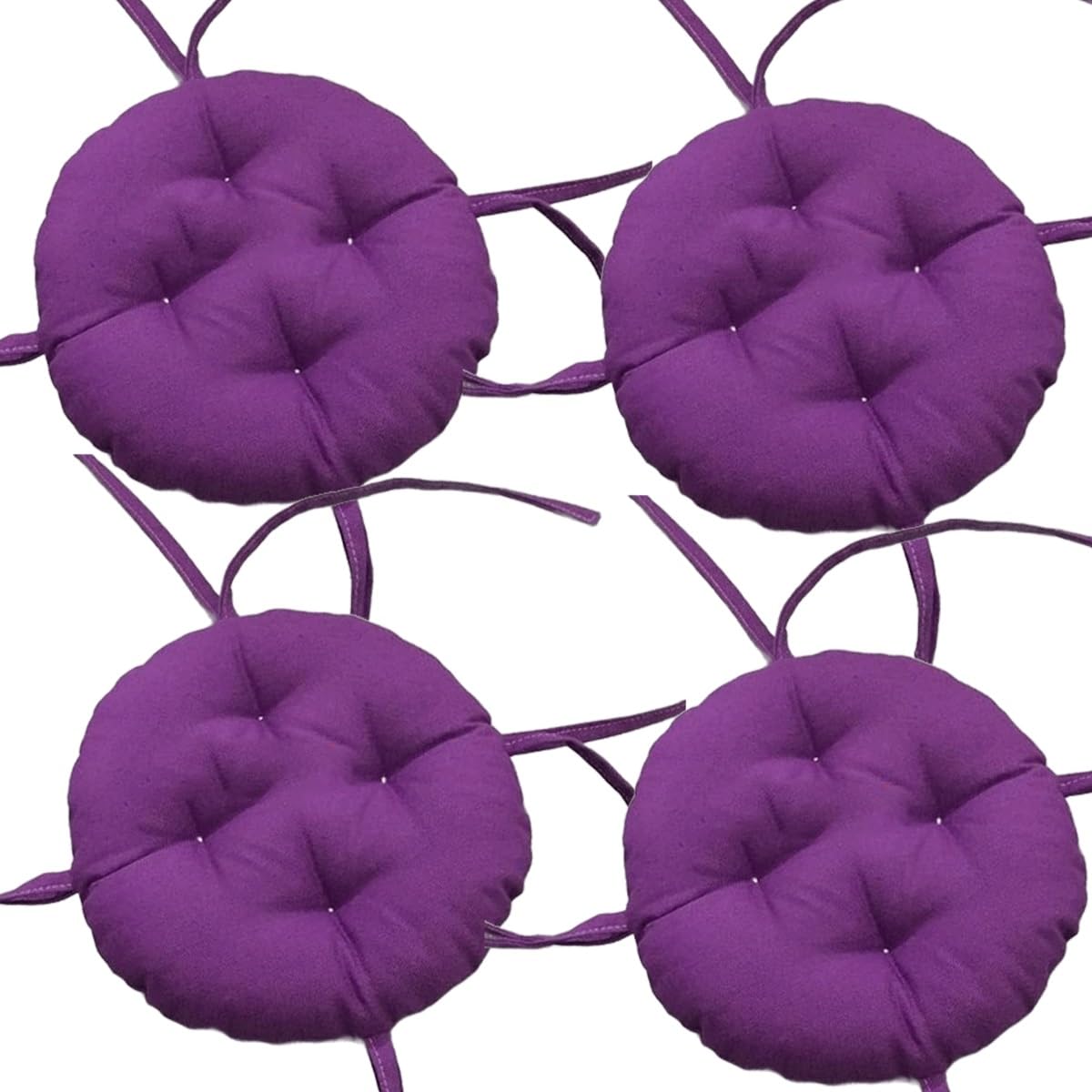 Indoor Outdoor Chair Cushions Set Of 4/2/1, Seat Cushion Round Chair Cushions With Ties, Round Chair Pads For Dining Chairs, Bar Stool Cushions Bistro Chair Cushions Set For Patio(E12,4PCS 45x45X6cm)