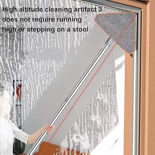 Miniatura 7 de Trapeador de limpieza de pared, limpiador de ventanas con mango largo de longitud ajustable, herramienta de limpieza de zócalo giratorio de 360