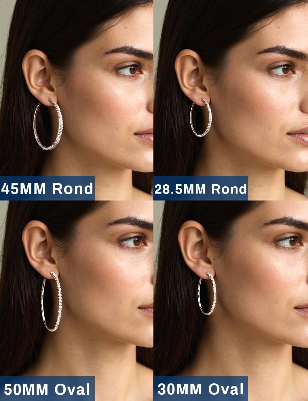 RINEY&KY Large Moissanite Hoop Earrings for Women Thin 18k White Gold Plated Lab Diamond Hoop Earrings Sterling Silver Hypoallergenic VVS D Certified Moissanite Earrings - Image 6