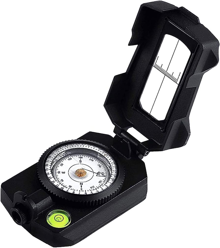 防水多機能アルミニウム合金コンパス、キャンプサバイバルコンパス、傾斜計付き