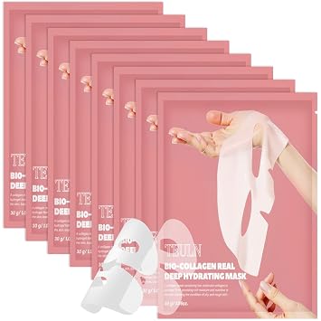 PDRN Collagen Face Mask,Bio-Collagen Real Deep Mask,8 Pack Hydrating Overnight Hydrogel Mask, Pore Minimizing, Elasticity Improvement