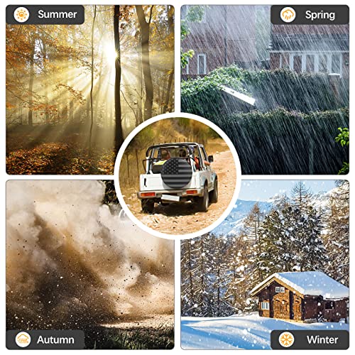 Spare Tire Cover for RV Trailer, Waterproof Leather Wheel Cover with American USA Flag, Camper Spare Tire Cover Fit for Jeep Wrangler Rv SUV Truck Travel Trailer 14" - Image 6