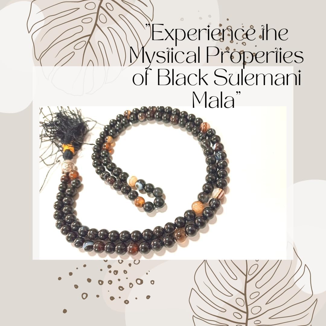 Hijet Suleiman Agate Buddha Head Mala Bracelet 28-32" Long Balancing Positive Energy Harmony Luck Yoga Meditation Reiki Natural Genuine Authentic Fashion Style Easter Christmas Xmas Gift