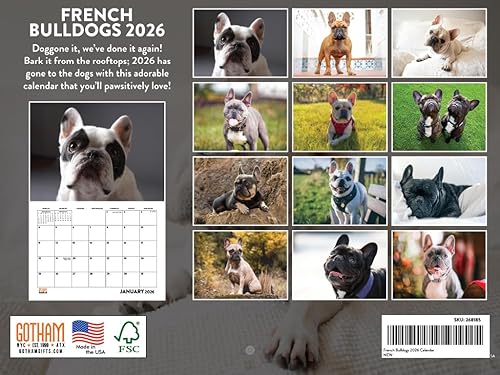 Miniatura 2 de Calendario de Bulldog francés 2023 mensual para colgar en la pared, lindo cachorro raza de perro, planificador grande de 24 meses, escritura