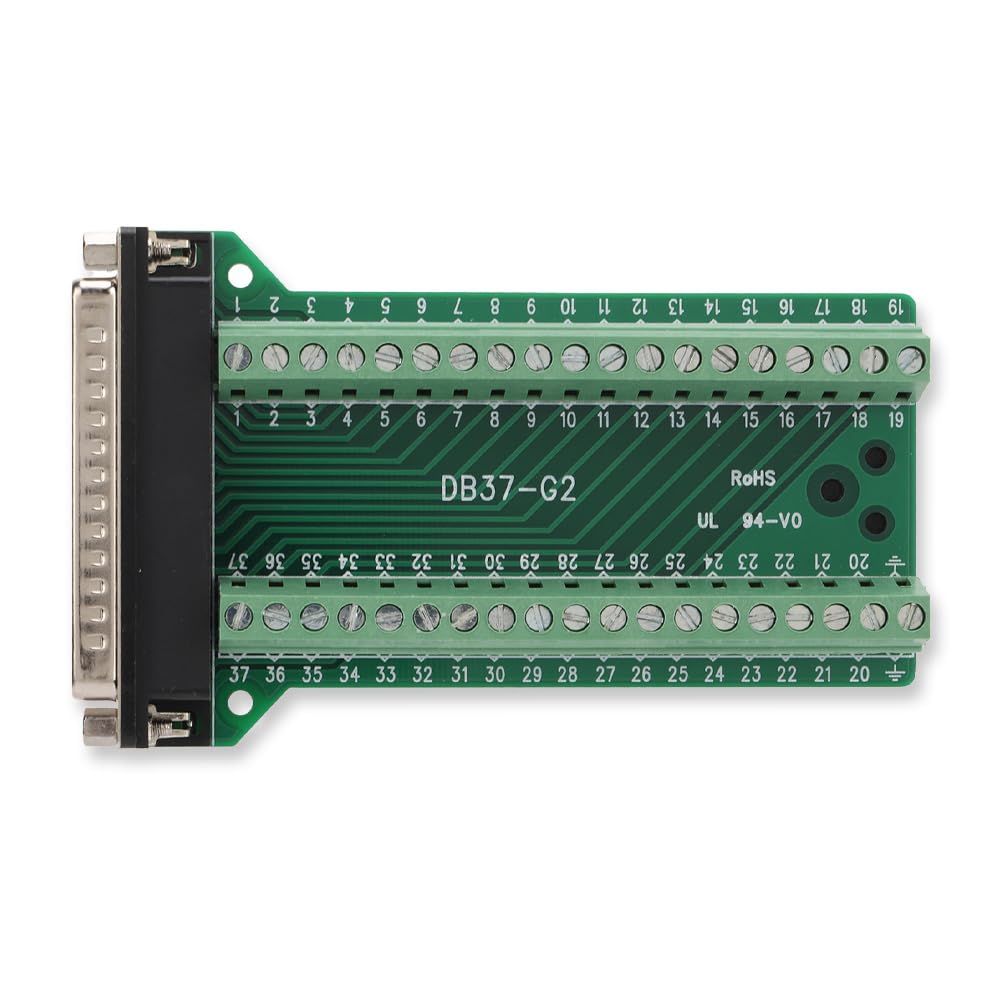 YIMATEECO DB37 Adaptateur de bornier à vis, DB37 femelle vers bloc terminal, 37 broches, sans soudure, bloc de bornier à vis, adaptateur bornier à vis, bornier de raccordement avec coussinet isolant