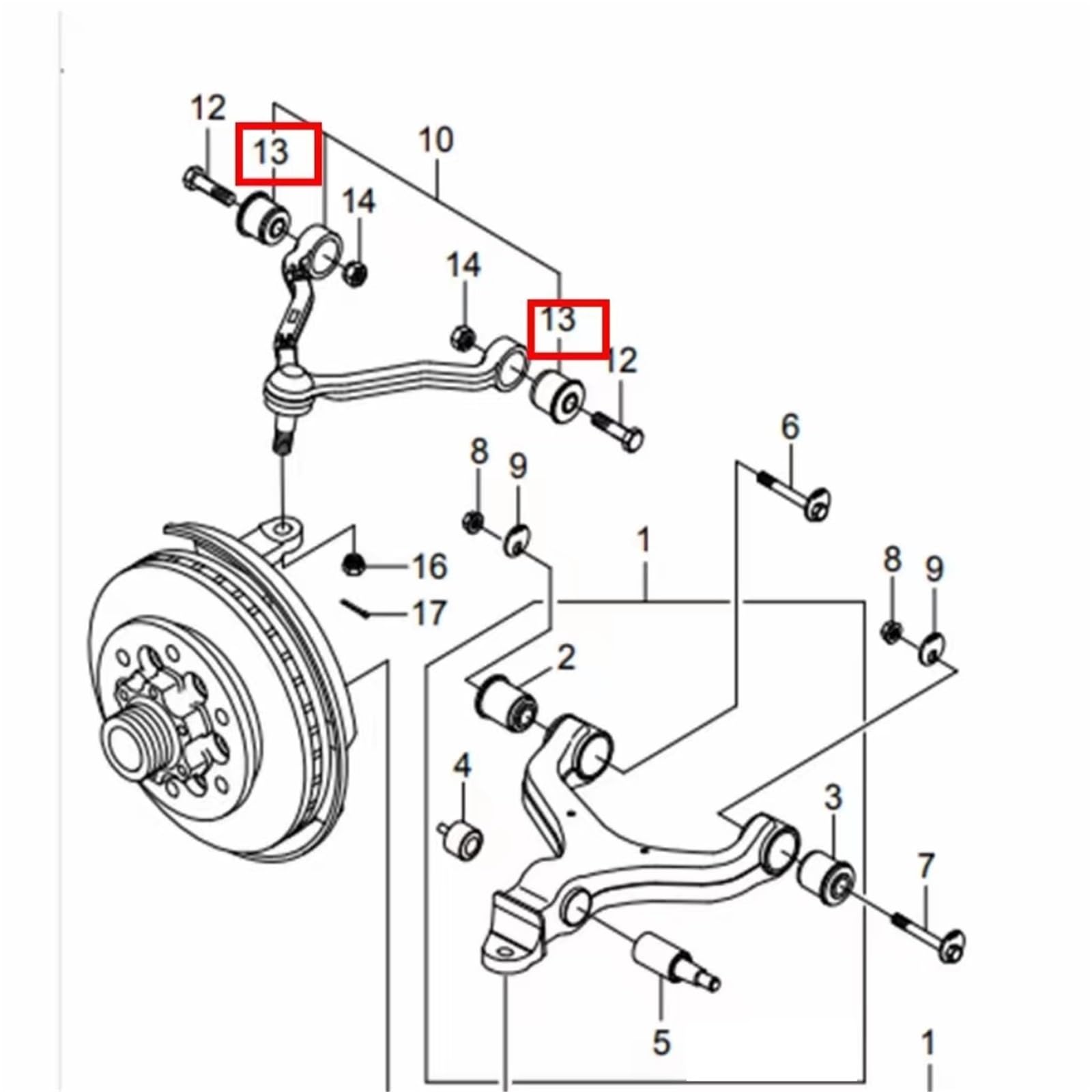 Pasuje do SSANGYONG ACTYON KYRON 4451809000 4455209003 górne zawieszenie dolna huśtawka trójkątny gumowy rękaw Wahacz samochodowy Tuleja(2pcs Upper Arm)