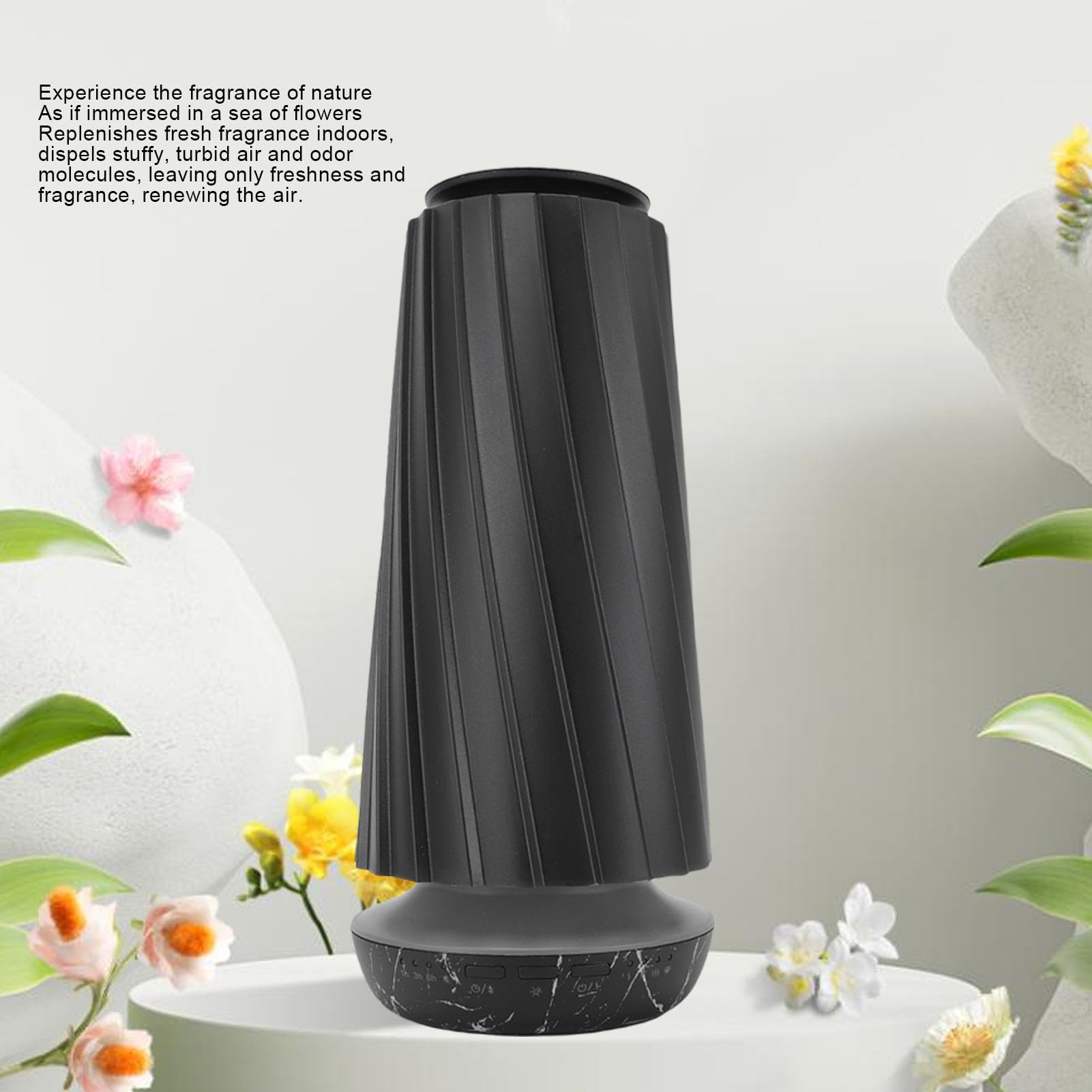 Naroote Dyfuzor Olejków Eterycznych, Cichy, Bezwodny Dyfuzor do Aromaterapii o Pojemności 100 Ml z Inteligentnym Czujnikiem, Timer Sterowany za Pomocą Aplikacji do łazienki (BLACK)