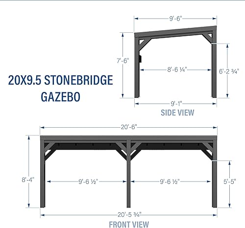 Miniatura 3 de Backyard Discovery Stonebridge - Pabellón de acero galvanizado para exteriores de 20 x 9.5 pies con techo inclinado rígido, soporte de carga de