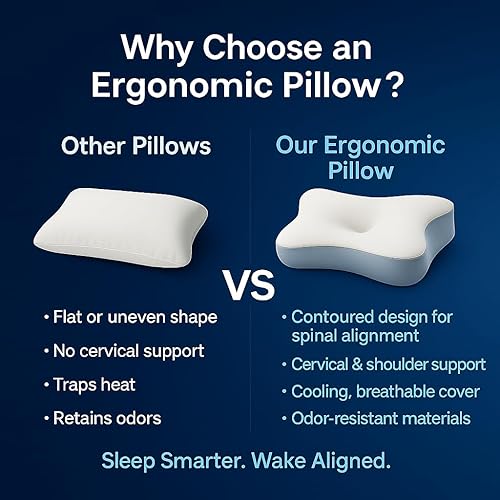 Miniatura 6 de Almohada ortopédica cervical  Soporte ergonómico de espuma viscoelástica para el cuello para aliviar el dolor, personas que duermen de lado y