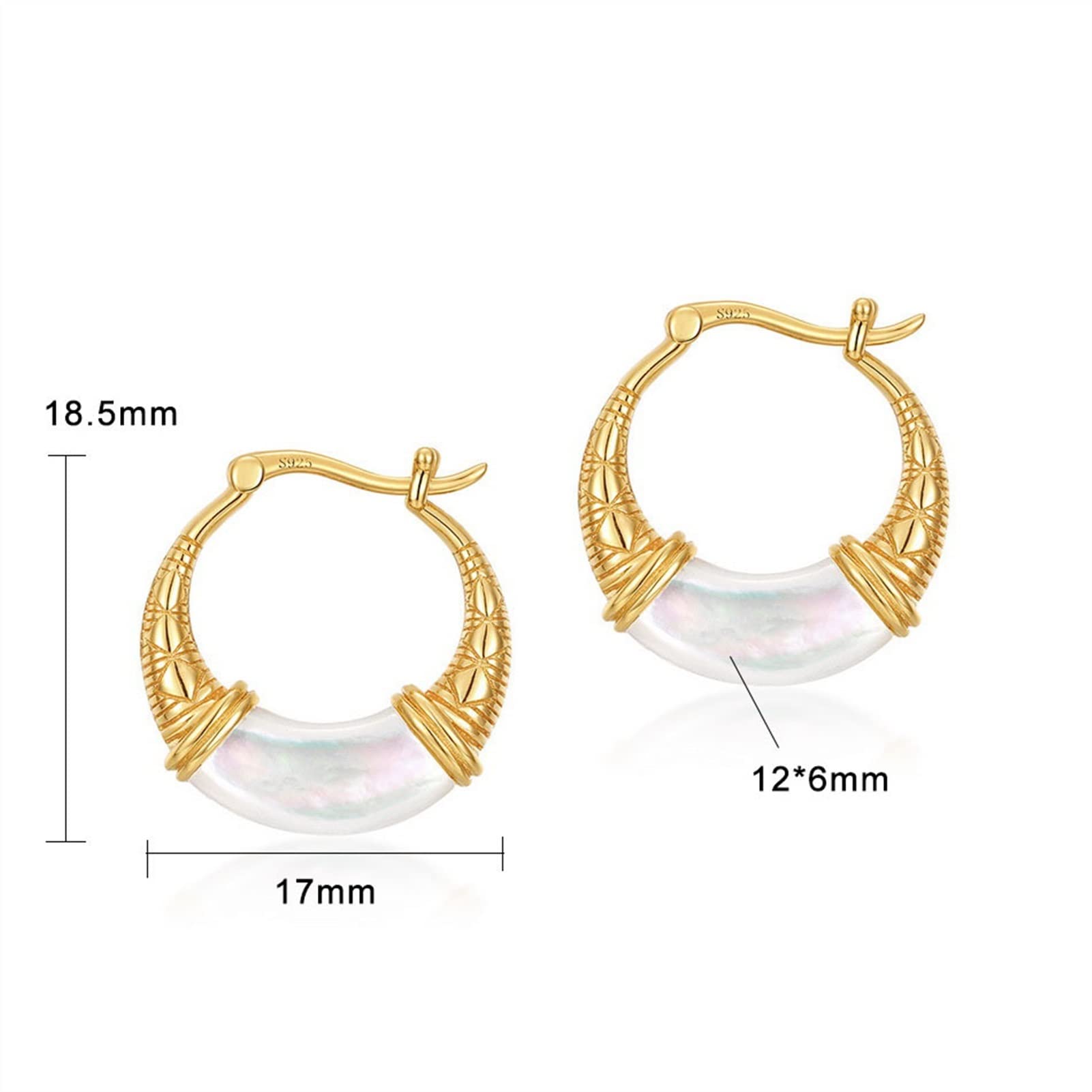 Gioielli di Moda Orecchini da Donna in Argento Sterling 925 Orecchini Pendenti con Conchiglia Bianca 12 * 6mm Orecchini squisiti ed Eleganti da Donna Orecchini di Fascia Alta