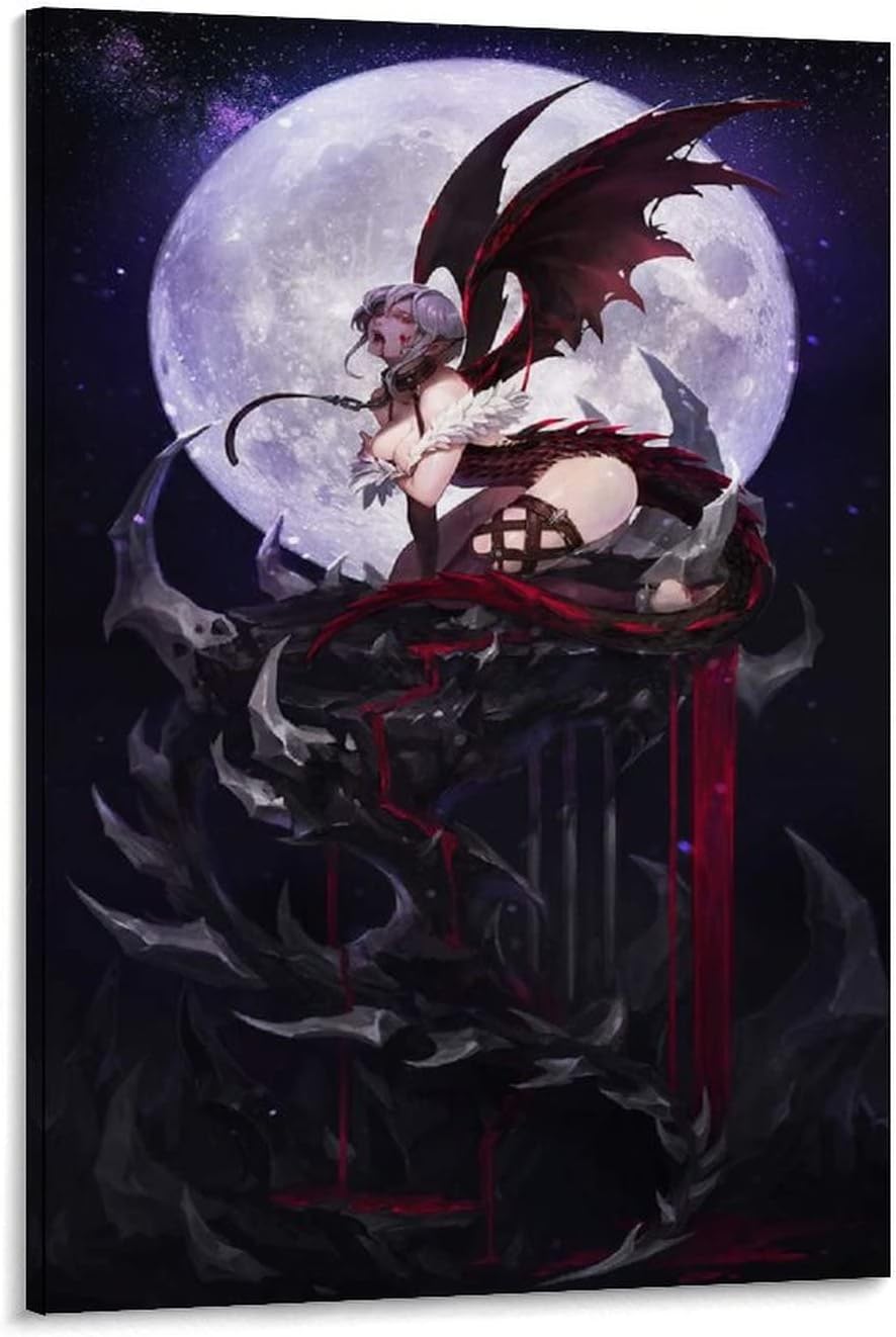 Jklm Moon Dragon Poster Decorative Print Canvas Wall Art Poster Bedroom Painting 30x45cm Amazon De Home Kitchen