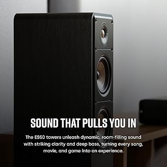 Polk Audio Signature Elite ES50 Tower Speaker - Hi-Res Audio Certified and Dolby Atmos & DTS:X Compatible, 1" Tweeter & (2) 5.25" Woofers,Power Port Technology for Effortless Bass,Contemporary Walnut