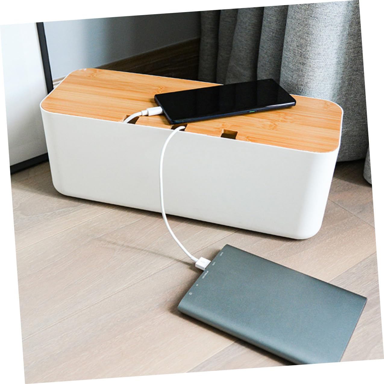 Caja de Almacenamiento para Cables y Enchufes Grande Organizador de Cables de Corriente de Densidad Caja para Regletas y Cargadores Solución para Hogar y Oficina