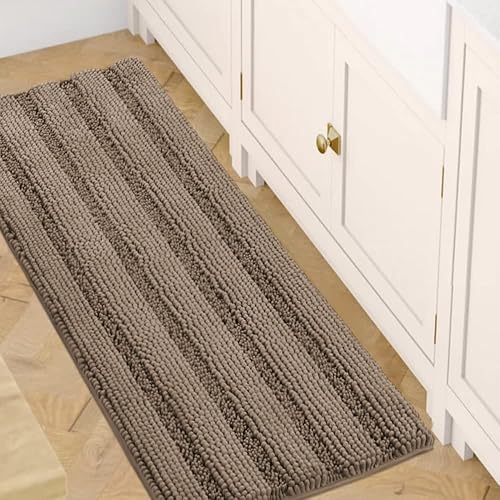 Miniatura 180 de H.VERSAILTEX Alfombras de baño antideslizantes extragruesas de felpilla a rayas 24" x 36" Absorbentes, antideslizantes, suaves, esponjosas